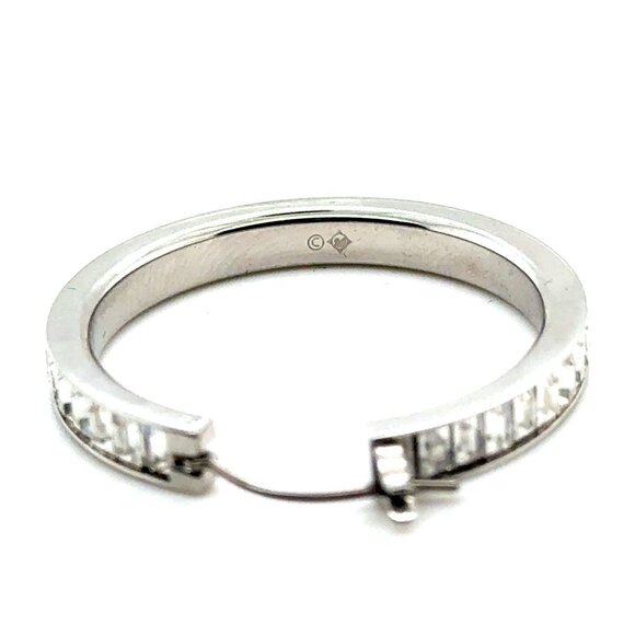 Baguette Swarovski Designer Hoops Earrings - Picture 5 of 5